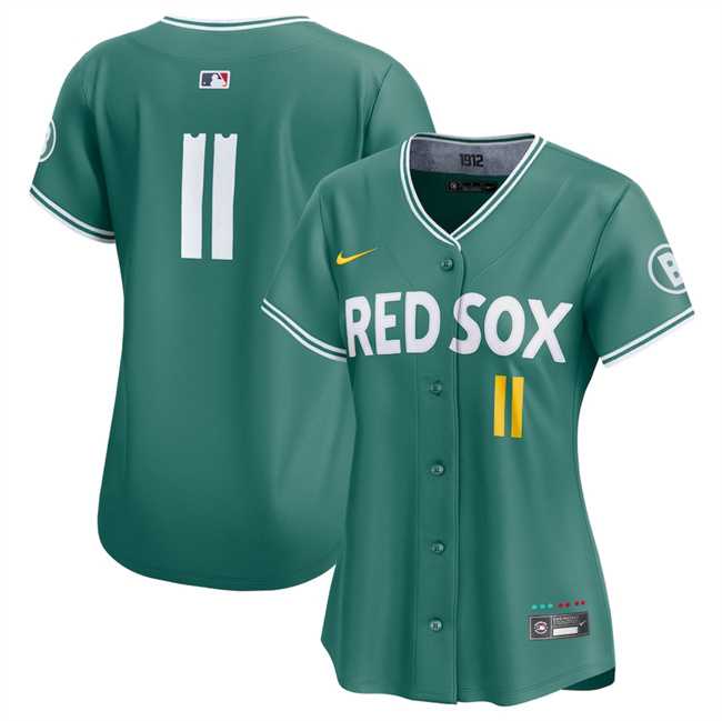 Womens Boston Red Sox #11 Rafael Devers Green 2025 City Connect Limited Stitched Baseball Jersey(Run Small) Dzhi