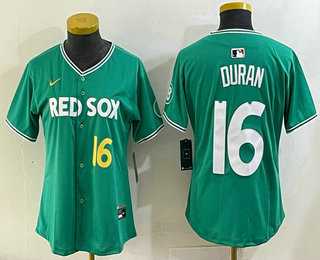 Womens Boston Red Sox #16 Jarren Duran Green 2025 City Connect Player Name Limited Jersey