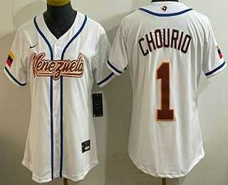 Womens Venezuela #1 Jackson Chourio White 2026 World Baseball Classic Cool Base Jersey->2026 world baseball classic->MLB Jersey Womens Venezuela #1 Jackson Chourio White 2026 World Baseball Classic Cool Base Jersey->2026 world baseball classic->MLB Jersey