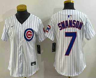 Womens Chicago Cubs #7 Dansby Swanson White Limited Stitched Jersey