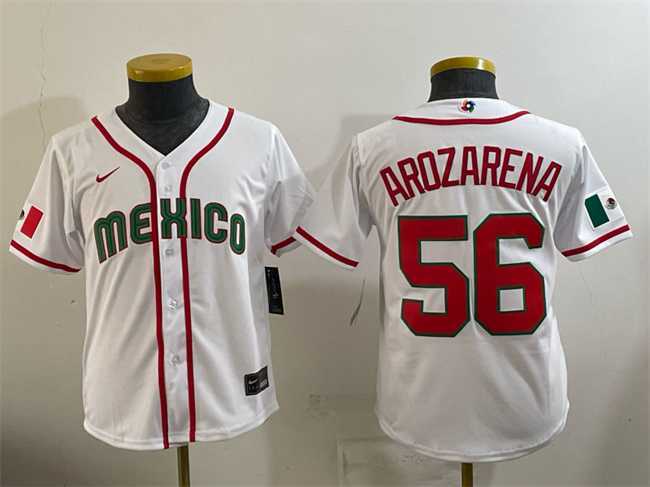Youth Mexico Baseball #56 Randy Arozarena White 2026 World Baseball Classic Home Stadium Stitched Baseball Jersey->2026 world baseball classic->MLB Jersey Youth Mexico Baseball #56 Randy Arozarena White 2026 World Baseball Classic Home Stadium Stitched Baseball Jersey->2026 world baseball classic->MLB Jersey
