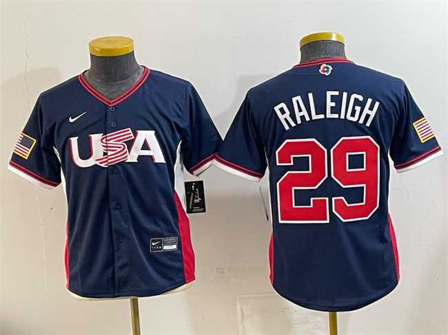 Youth USA Baseball #29 Cal Raleigh Navy 2026 World Baseball Classic Stadium Stitched Baseball Jersey->2026 world baseball classic->MLB Jersey Youth USA Baseball #29 Cal Raleigh Navy 2026 World Baseball Classic Stadium Stitched Baseball Jersey->2026 world baseball classic->MLB Jersey