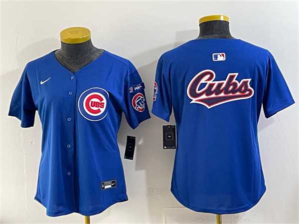 Womens Chicago Cubs Team Big Logo Royal Ryne Sandberg Tribute Vapor Limited V3 Stitched Jersey