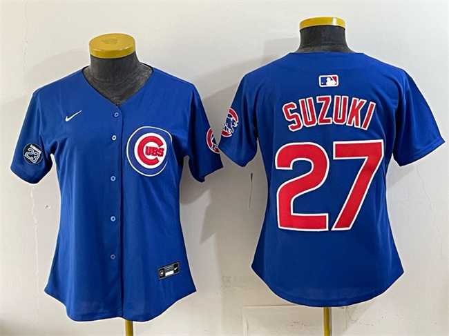 Womens Chicago Cubs #27 Seiya Suzuki Royal Ryne Sandberg Tribute Vapor Limited V2 Stitched Jersey