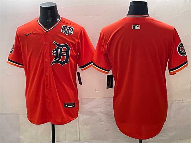 Mens Detroit Tigers Blank Orange 2026 Alternate USA 250 Patch Vapor Premier Limited Stitched Jersey Dzhi