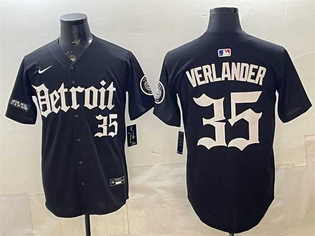 Mens Detroit Tigers #35 Justin Verlander 2026 Black Motor Gothic Edition Vapor Premier Limited Stitched Jersey Dzhi