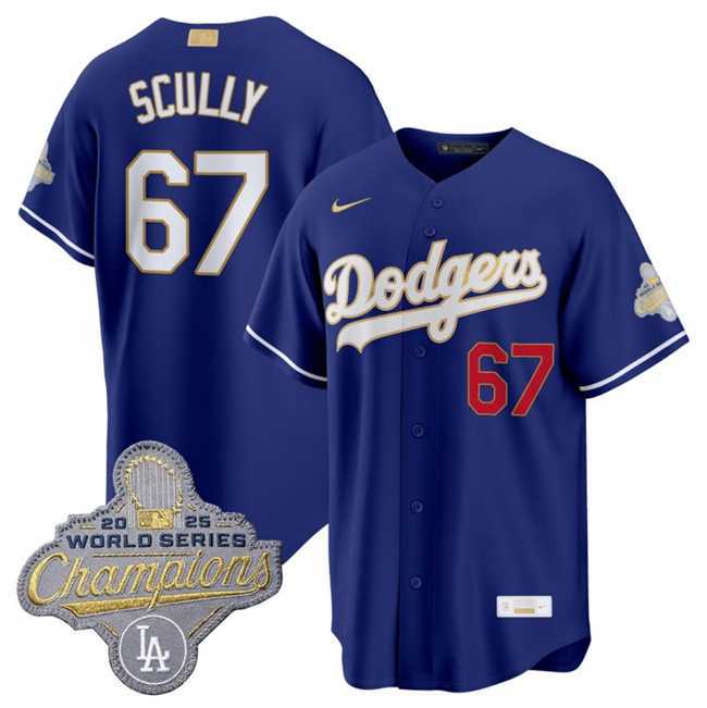 Mens Los Angeles Dodgers #67 Vin Scully Royal 2026 Alternate Gold Collection Stadium Stitched Jersey Dzhi