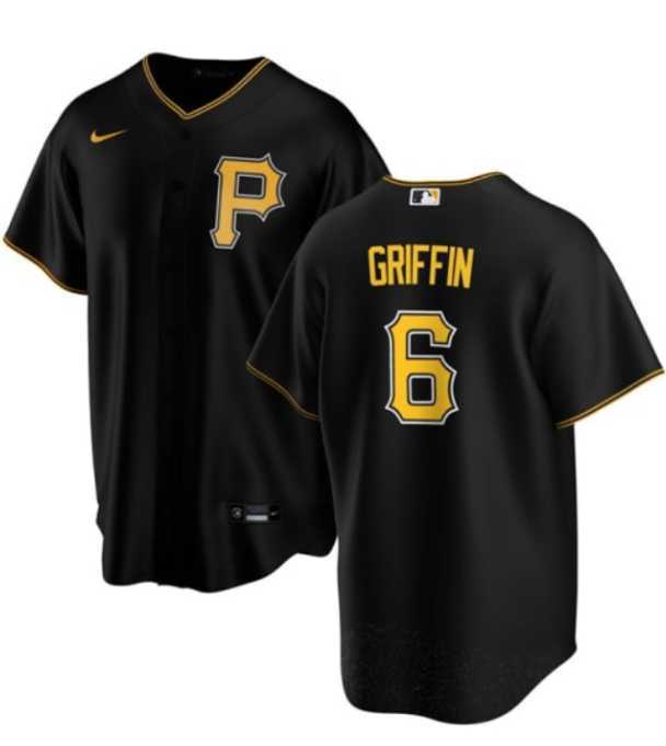 Mens Pittsburgh Pirates #6 Konnor Griffin Black Cool Base Stitched Jersey Dzhi