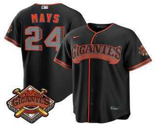 Mens San Francisco Giants #24 Willie Mays Black 2026 Alternate Stadium Stitched Jersey Dzhi