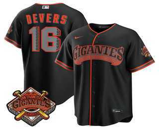 Mens San Francisco Giants #16 Rafael Devers Black 2026 Alternate Stadium Stitched Jersey Dzhi