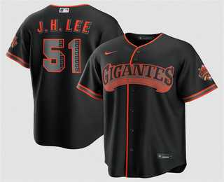 Mens San Francisco Giants #51 Jung Hoo Lee Black 2026 Alternate Stadium Stitched Jersey Dzhi