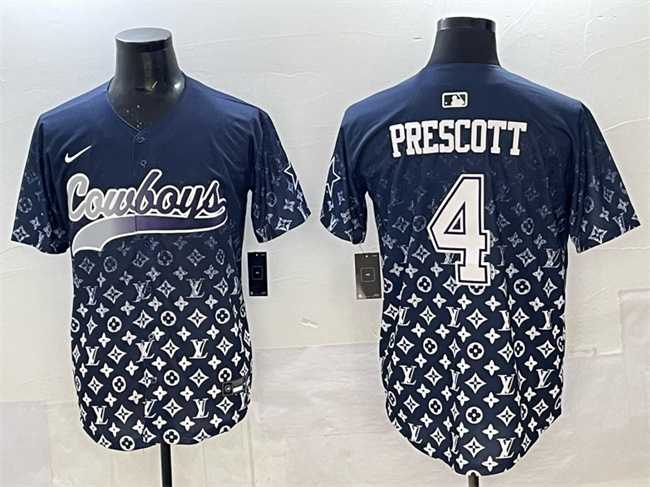 Mens Dallas Cowboys #4 Dak Prescott Navy Limited Stitched Baseball Jersey