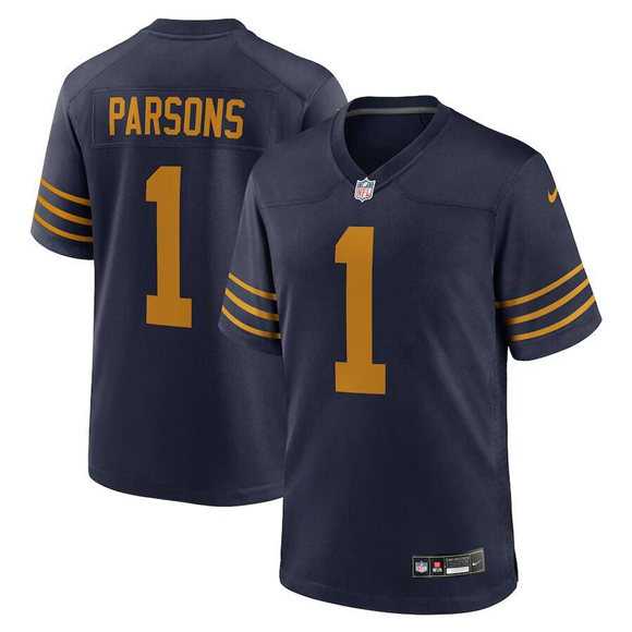 Mens Green Bay Packers #1 Micah Parsons Navy The 1923 Classic Stitched Game Jersey Dzhi