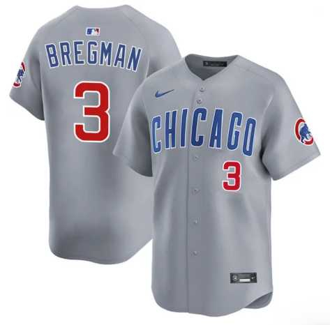 Mens Chicago Cubs #3 Alex Bregman Gray 2026 Limited Stitched Jersey Dzhi