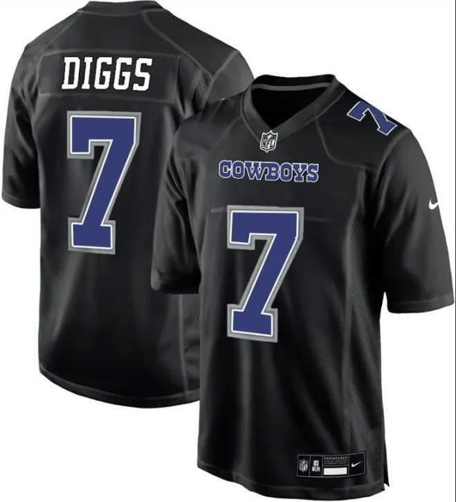 Mens Nike Dallas Cowboys #7 Trevon Diggs Carbon Black Fashion Game Jersey Dzhi