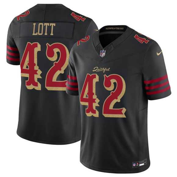 Mens San Francisco 49ers #42 Ronnie Lott Black 2025 F.U.S.E. Rivalries Vapor Limited Stitched Jersey Dzhi