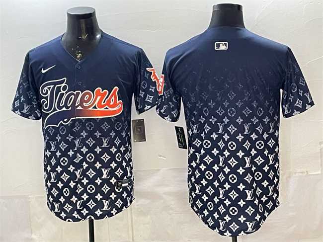 Mens Detroit Tigers Blank Navy With Patch Vapor Premier Limited Stitched Jersey Dzhi