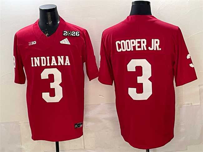 Mens Indiana Hoosiers #3 Omar Cooper Jr. Red F.U.S.E. 2026 Patch Stitched Football Jersey