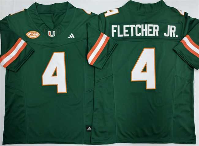 Mens Miami Hurricanes #4 Mark Fletcher Jr. Green F.U.S.E. 2026 Stitched Football Jersey