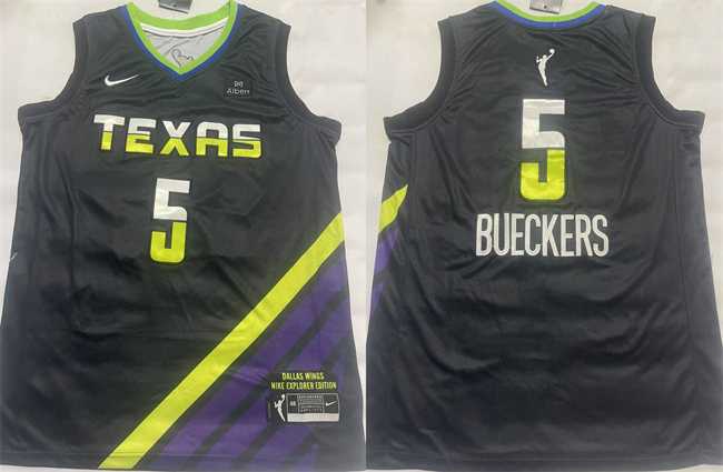 Mens Dallas Wings #5 Paige Bueckers Black Stitched Basketball Jersey