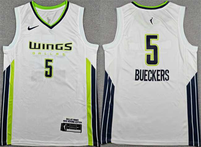 Mens Dallas Wings #5 Paige Bueckers White Stitched Basketball Jersey