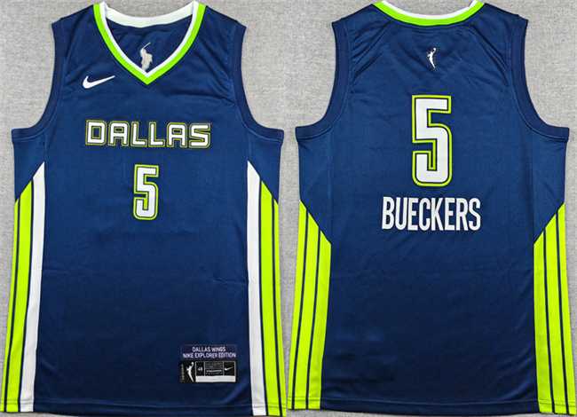 Mens Dallas Wings #5 Paige Bueckers Navy Stitched Basketball Jersey