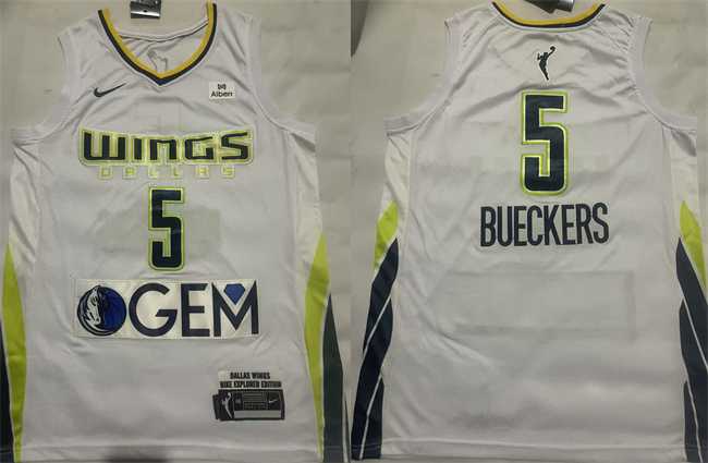 Mens Dallas Wings #5 Paige Bueckers White 2025 Stitched Basketball Jersey