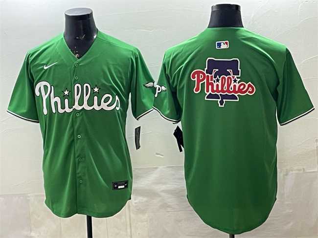 Mens Philadelphia Phillies Team Big Logo Green Limited Stitched Jersey Dzhi