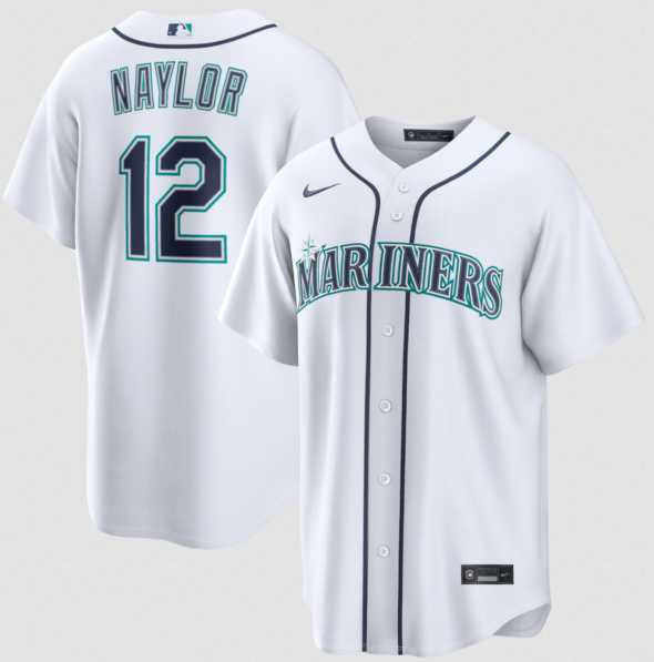 Mens Seattle Mariners #12 Josh Naylor White Cool Base Limited Stitched jersey Dzhi