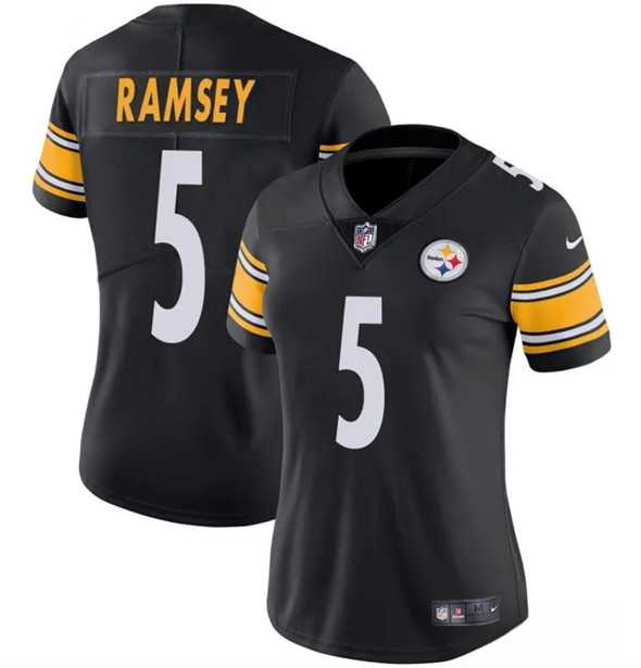 Womens Pittsburgh Steelers #5 Jalen Ramsey Black 2025 Vapor Untouchable Limited Stitched Jersey(Run Small) Dzhi