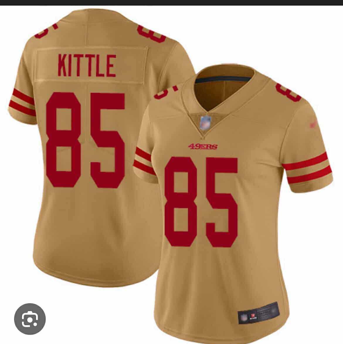 Womens San Francisco 49ers #85 George Kittle Gold Vapor Alternate Stitched Jersey(Run Small) Dzhi