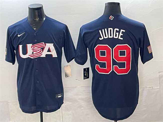 Mens USA #99 Aaron Judge 2023 Navy World Baseball Classic Stitched Jersey Dzhi