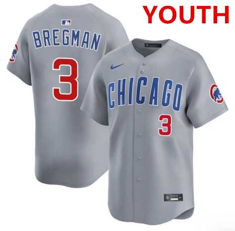 Youth Chicago Cubs #3 Alex Bregman nike Gray road limited jersey Dzhi