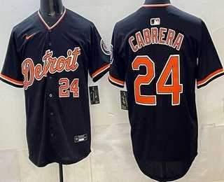 Mens Detroit Tigers #24 Miguel Cabrera Navy Limited Jersey->detroit tigers->MLB Jersey