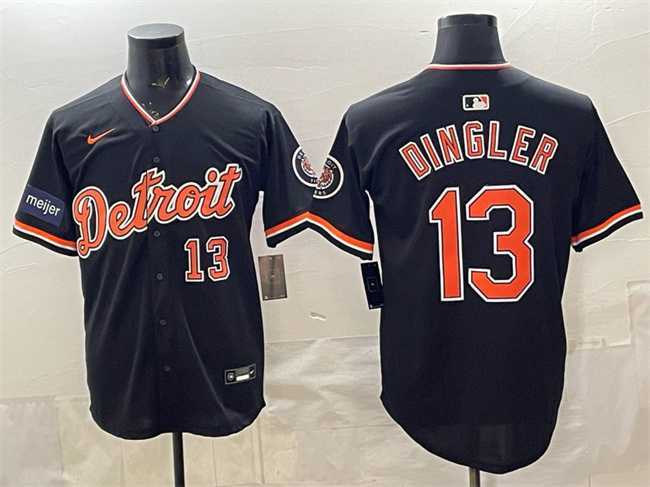 Mens Detroit Tigers #13 Dillon Dingler Black 2026 Meijer Patch Alternate Vapor Premier Limited Stitched Jersey