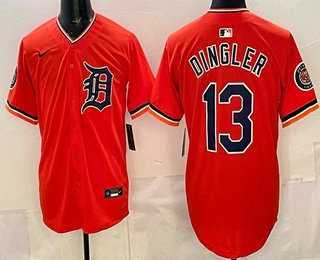 Mens Detroit Tigers #13 Dillon Dingler Orange Limited Jersey