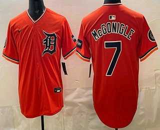 Mens Detroit Tigers #7 Kevin McGonigle Orange Limited Jersey