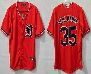 Mens Detroit Tigers #35 Justin Verlander Orange Cool Base Jersey->detroit tigers->MLB Jersey