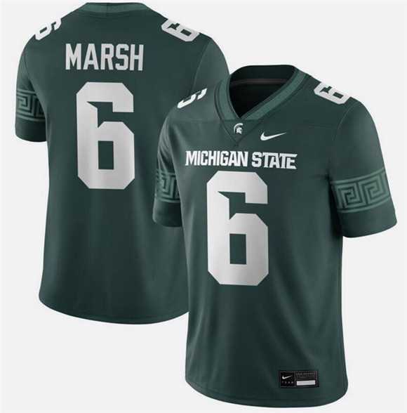 Mens Michigan State Spartans #6 Nick Marsh Green Vapor Limited Stitched Football Jersey Dzhi