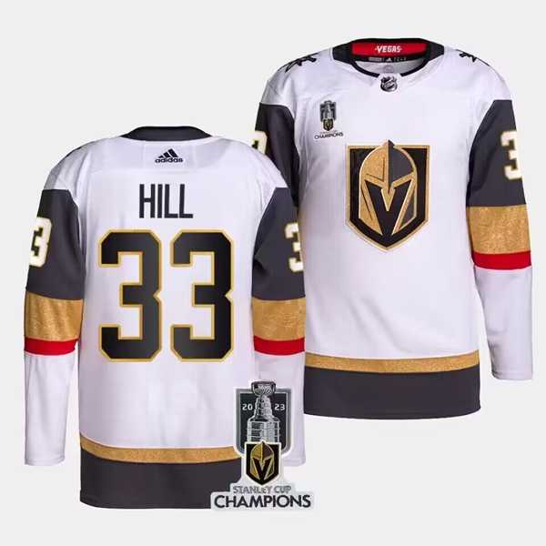 Mens Vegas Golden Knights #33 Adin Hill White 2023 Stanley Cup Champions Stitched Jersey Dzhi