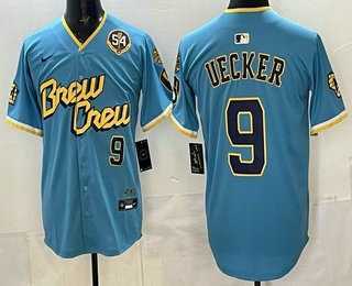Mens Milwaukee Brewers #9 Bob Uecker Blue City Connect Limited Jersey->milwaukee brewers->MLB Jersey