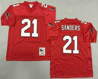 Mens Atlanta Falcons #21 Deion Sanders Red 1992 Throwback Jersey