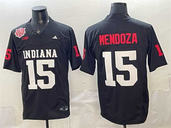 Mens Indiana Hoosiers #15 Fernando Mendoza Black F.U.S.E. 2025 National Champions Patch Stitched Jersey