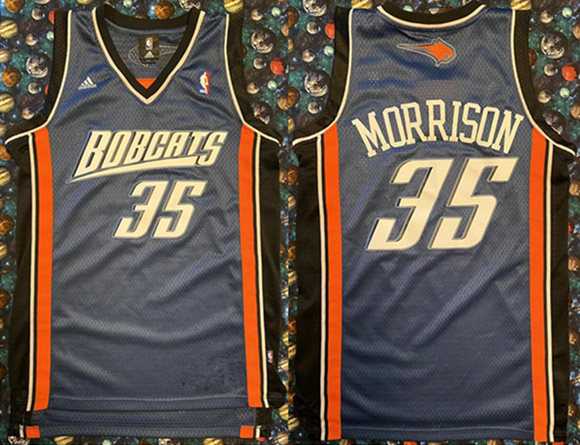 Mens Charlotte Hornets #35 Adam Morrison Navy Stitched Jersey