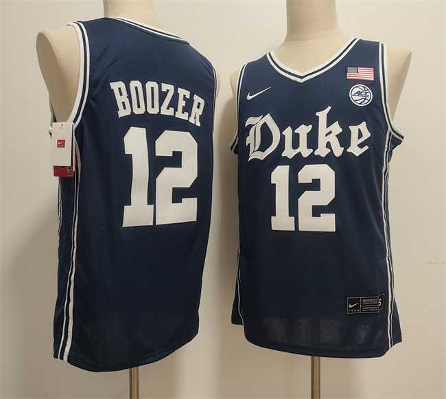 Mens Duke Blue Devils #12 Cameron Boozer Navy Stitched Jersey