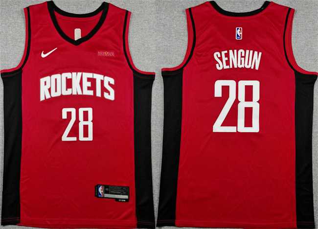 Mens Houston Rockets #28 Alperen Sengun Red Icon Edition Stitched Jersey