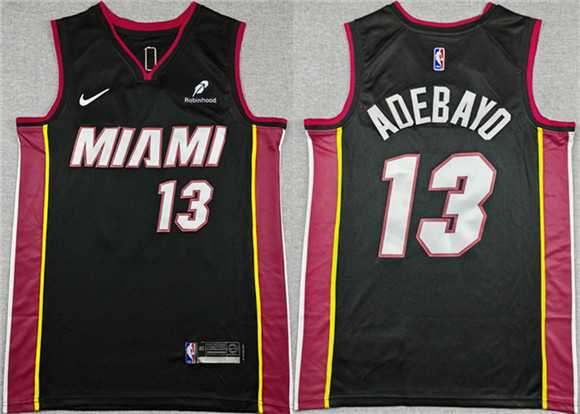 Mens Miami Heat #13 Bam Adebayo Black Icon Edition Stitched Jersey