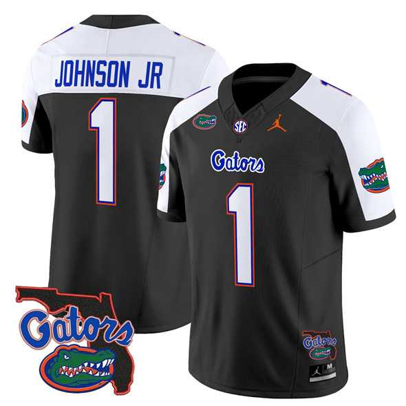 Mens Florida Gators #1 Montrell Johnson Jr. Black Alternate 2024 F.U.S.E. Florida Patch Vapor Limited Stitched Football Jersey Dzhi