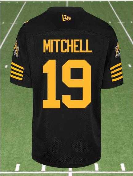 CFL Hamilton Tiger-Cats #19 MITCHELL Black Crested Home Replica Jersey