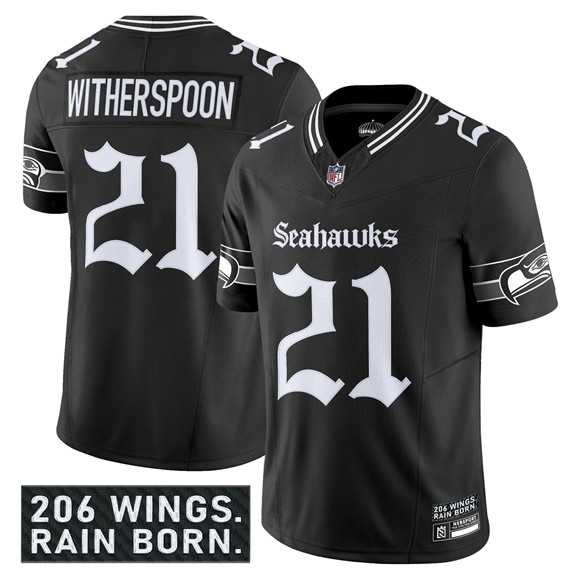 Men & Women & Youth Seattle Seahawks #21 Devon Witherspoon Black 2025 F.U.S.E. Gothic Rain City Shadows Edition Vapor Limited Stitched Jersey
